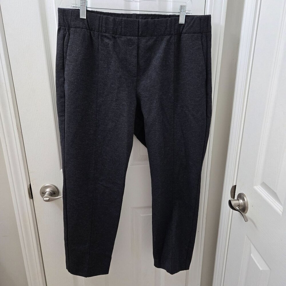 J. Jill Ponte Knit Pants Women LP Petite Slim Leg Heathered Black Pullon Pockets